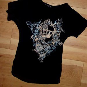 🌟 size small   tee t black shirt womens graphic bling rock